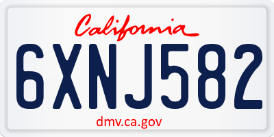 CA license plate 6XNJ582
