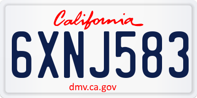 CA license plate 6XNJ583
