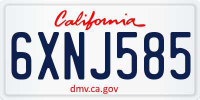 CA license plate 6XNJ585