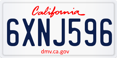 CA license plate 6XNJ596
