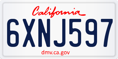 CA license plate 6XNJ597