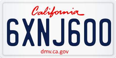 CA license plate 6XNJ600