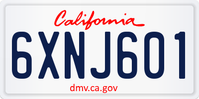 CA license plate 6XNJ601