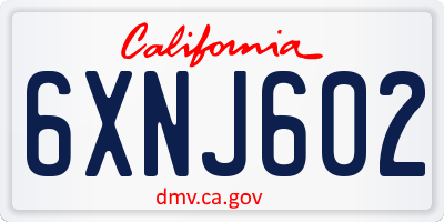 CA license plate 6XNJ602