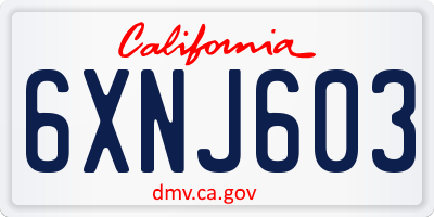 CA license plate 6XNJ603