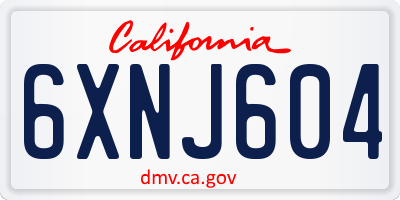 CA license plate 6XNJ604