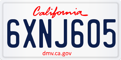 CA license plate 6XNJ605