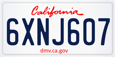 CA license plate 6XNJ607