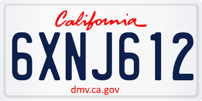 CA license plate 6XNJ612