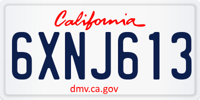 CA license plate 6XNJ613