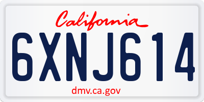 CA license plate 6XNJ614