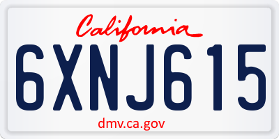 CA license plate 6XNJ615