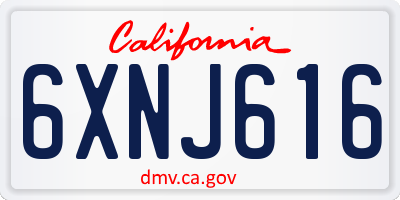 CA license plate 6XNJ616