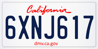 CA license plate 6XNJ617