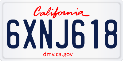 CA license plate 6XNJ618
