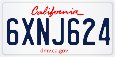 CA license plate 6XNJ624