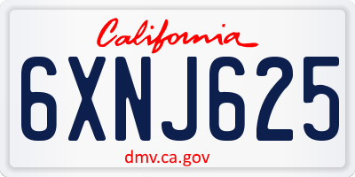 CA license plate 6XNJ625