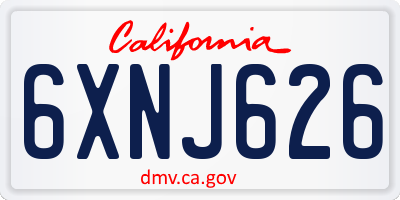 CA license plate 6XNJ626