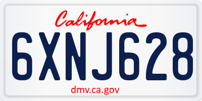 CA license plate 6XNJ628