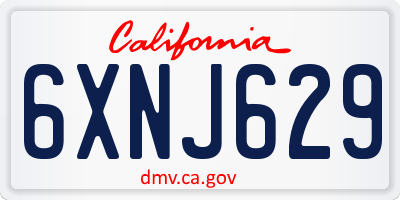 CA license plate 6XNJ629