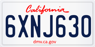 CA license plate 6XNJ630