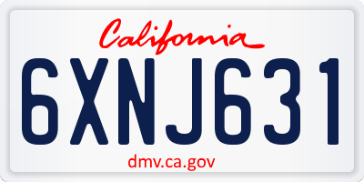 CA license plate 6XNJ631