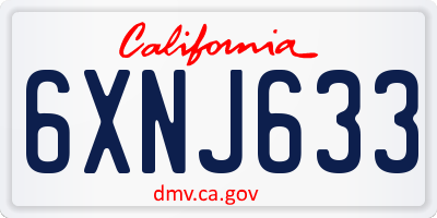 CA license plate 6XNJ633