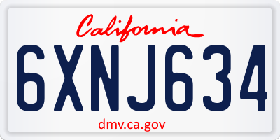 CA license plate 6XNJ634