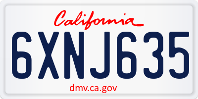 CA license plate 6XNJ635