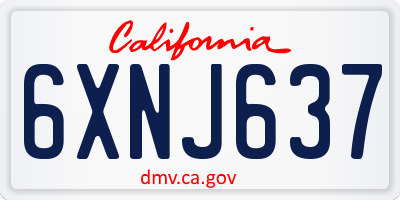 CA license plate 6XNJ637