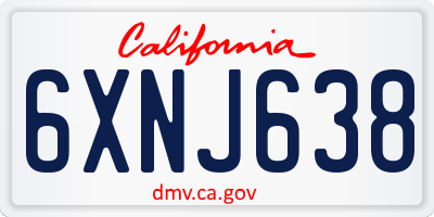 CA license plate 6XNJ638