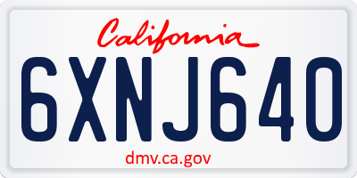 CA license plate 6XNJ640