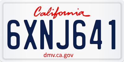 CA license plate 6XNJ641
