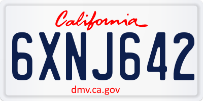 CA license plate 6XNJ642