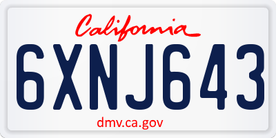 CA license plate 6XNJ643