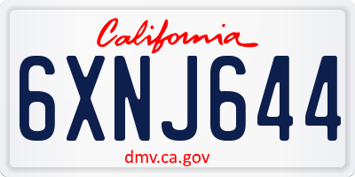 CA license plate 6XNJ644