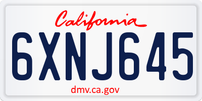 CA license plate 6XNJ645