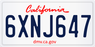 CA license plate 6XNJ647