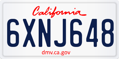 CA license plate 6XNJ648
