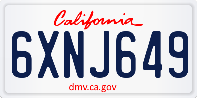CA license plate 6XNJ649