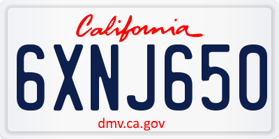 CA license plate 6XNJ650