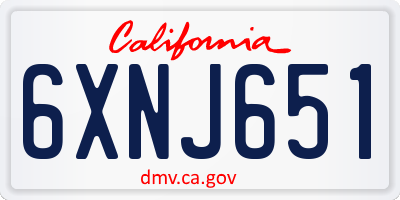 CA license plate 6XNJ651