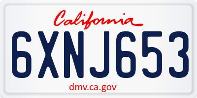 CA license plate 6XNJ653