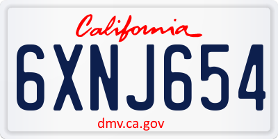 CA license plate 6XNJ654
