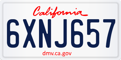 CA license plate 6XNJ657
