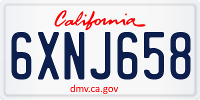 CA license plate 6XNJ658
