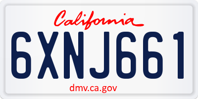 CA license plate 6XNJ661