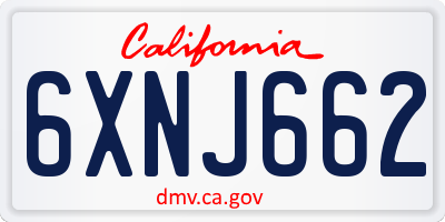 CA license plate 6XNJ662