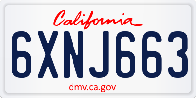 CA license plate 6XNJ663