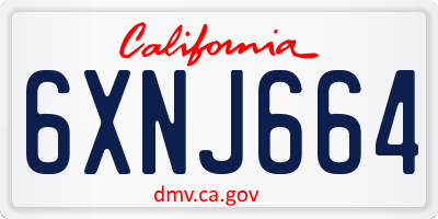 CA license plate 6XNJ664